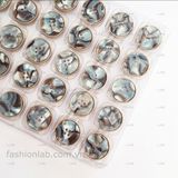  Khuy vân đá marble 4 lỗ viền vàng kim 40L-25mm #020201 