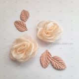  Hoa hồng vải voan sần đường kính 4.5 - 5cm 