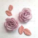  Hoa hồng vải voan sần đường kính 4.5 - 5cm 
