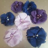  Hoa vải voan xước đính hạt đá đk 5cm 