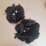  Hoa vải voan xước đính hạt đá đk 5cm 