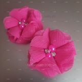  Hoa vải voan xước đính hạt đá đk 5cm 