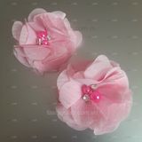  Hoa vải voan xước đính hạt đá đk 5cm 