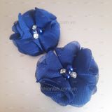  Hoa vải voan xước đính hạt đá đk 5cm 