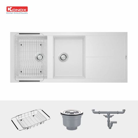  Chậu rửa bát Granite Livello Smart 1160 White Silver 