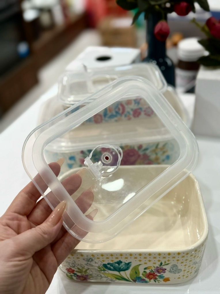  Set 3 âu sứ có nắp chữ nhật Pioneer Woman PW779 05 