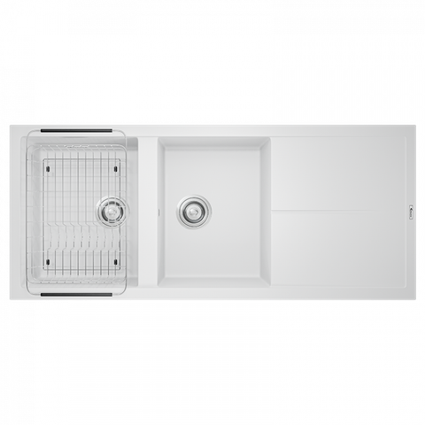  Chậu rửa bát Granite Livello Smart 1160 White Silver 