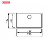 Chậu rửa bát Granite Sink Naros 760S Grey 