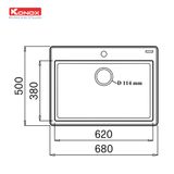  Chậu rửa bát Granite Ruvita 680 Black 