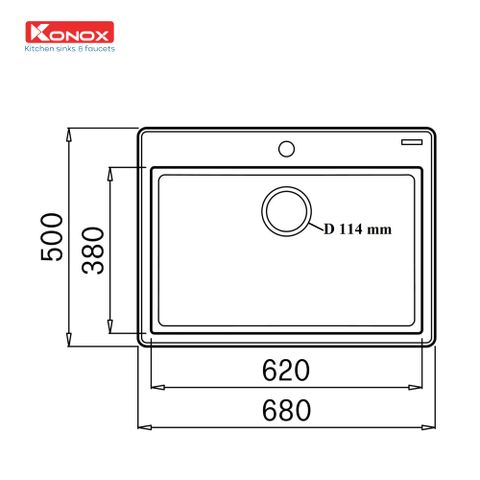  Chậu rửa bát Granite Ruvita 680 Black 