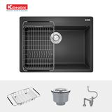  Chậu rửa bát Granite Ruvita 680 Black 