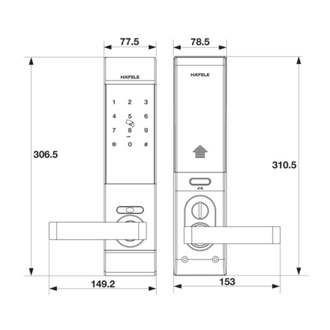  Khóa điện tử Hafele EL7900-TCB màu đen thân nhỏ 912.05.640 