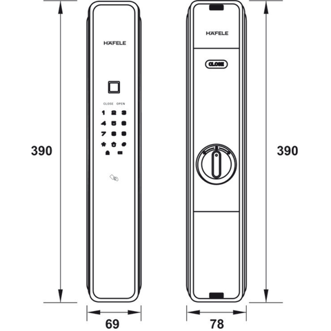  Khóa điện tử Hafele PP9000 Màu đen 912.05.691 