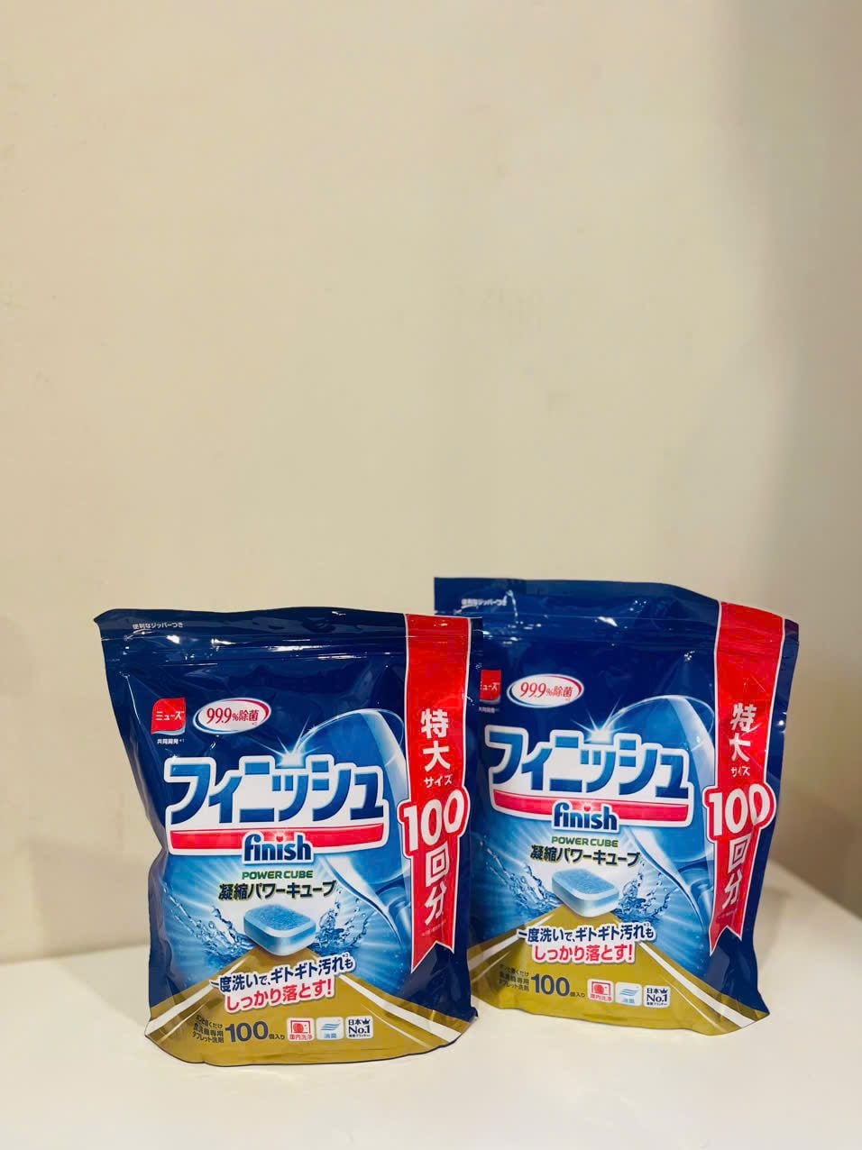  Viên rửa cho máy rửa bát Finish Power Cube túi 100 viên- hàng nhập khẩu chính hãng 