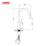  Vòi rửa bát rút dây Ponte Grey 