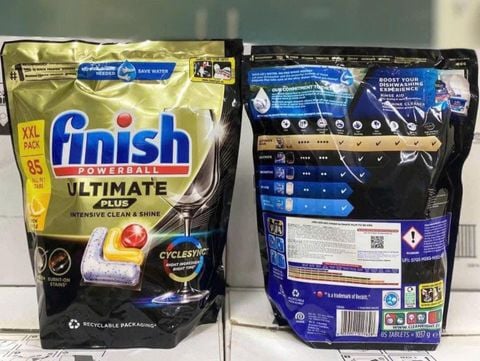  Viên rửa bát siêu cao cấp Finish Ultimate Plus All in 1 hương Chanh - Túi 85 viên 