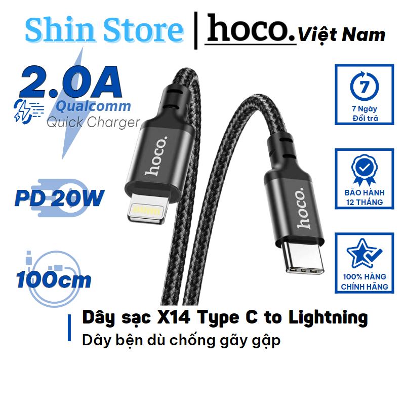Dây sạc nhanh Hoco X14 type C to Lightning 20W