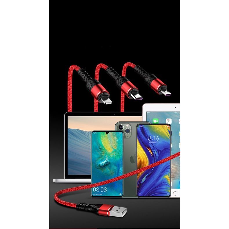 Cáp sạc Micro 3A dây dù 1m USB to Micro chống gãy cho Samsung/Oppo/Xiaomi/Huawei chất lượng cao ( có nhiều màu ) -SHINSTORE