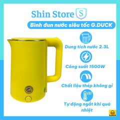 Bình đun nước siêu tốc G.Duck chú vịt vàng dễ thương 2L, Ấm đun nước tự động thép 304 chống gỉ sét -SHINSTORE