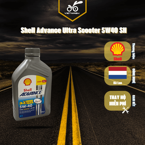 Nhớt xe máy, nhớt xe ga Shell Advance Ultra Scooter 5W40 API SN 800ml