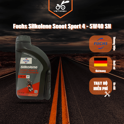 Nhớt xe máy, nhớt xe ga Fuchs Silkolene Scoot Sport 4 5W40 API SN 1L