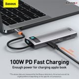  Hub chuyển đa năng Baseus Metal Gleam Series Multifunctional Docking Station cho Macbook/Laptop/Smartphone/Tablet/iPad (Type-C to HDMI/DP/VGA/USB3.1/USB3.0/LAN/SD Card Reader/Type C PD 100W, Multifunctional HUB) 