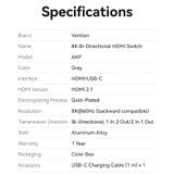  Bộ chuyển đổi 2-Port Bi-Directional HDMI 8K VENTION AKPH0 