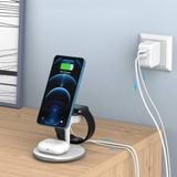  Đế sạc không dây nam châm Choetech T586-F MagLeap Duo 3in1 Wireless Charger 15W (iPhone + Airpod Charger, Apple Watch charge Holder) 