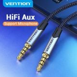  Dây cáp âm thanh chất lượng cao AUX Audio TRRS 3.5 VENTION BAQHF (Cotton Braided, 1M, AUX Cable 3.5mm) 