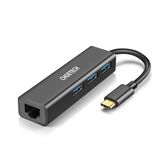  Hub chuyển Type C to LAN + USB ChoeTech U02BK 4in1 Multifunctional ( HUB-U02BK, C to USB3.0 x3 Port + LAN RJ45 1000Mbps Adapter) 