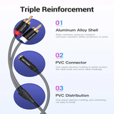  Dây cáp âm thanh chất lượng cao 3.5mm Female to 2RCA Male VENTION VAB-R01-B150 (1.5M, 3.5mm Female to 2RCA Male) 