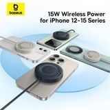  Đế Sạc Không Dây Baseus Simple Mini4 Magnetic Wireless Charger Qi2 15W (Magnetic Wireless Smart Charger Dùng Cho iPhone 12 13 14 15 Series Airpods 3 Android) 