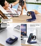  Pin Dự Phòng Kiêm Đế Sạc Đứng Không Dây 15W 3-in-1 Qi2 Choetech B750 10000mAh 20W 