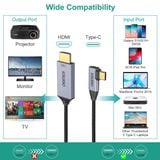  Cáp chuyển C to HDMI2.0 Choetech XCH-1803 xuất Video 4K@60Hz cho Laptop/Macbook/iPad/Tablet/Smartphone (XCH 1803, 1.8m, Type C to HDMI Male, Đầu gập chữ L) 