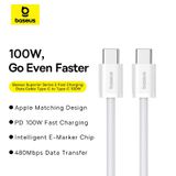  Cáp Sạc Nhanh Baseus Superior Series 2 Fast Charging Data Cable Type-C to Type-C 100W 