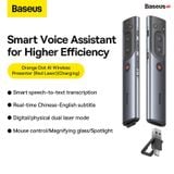  Bút Trình Chiếu Thông Minh Baseus Orange Dot AI Wireless Presenter (Nhận Diện Giọng Nói  - 100m. 2.4GHz AI USB/Type C Receiver, Wireless Remote Control, Red Laser Pointer/Presenter) 
