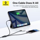  Cáp Sạc Nhanh Đa Năng 1 for 3 Baseus Flash Series 3 100W (Type-C to 2*Type-C+Lightning, 1.5m, 480Mbps) 