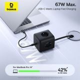  Bộ Sạc Nhanh 3AC+1U+1C Baseus EnerFill FA11 Cube Power Strip 67W (Tích Hợp Dây Nguồn Nối Dài 1.5m Chân EU) 