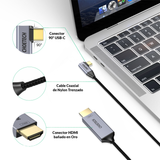  Cáp chuyển C to HDMI2.0 Choetech XCH-1803 xuất Video 4K@60Hz cho Laptop/Macbook/iPad/Tablet/Smartphone (XCH 1803, 1.8m, Type C to HDMI Male, Đầu gập chữ L) 