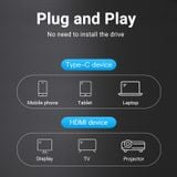  Đầu Chuyển Type-C to HDMI VENTION TCD 4K (4K@30Hz, HDMI 1.4) 