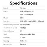  USB OTG Type-C 3.1 to USB VENTION CUBH0 (10Gbps, Male to Female) 