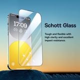  Kính Cường Lực Baseus Schott Series Full-Coverage HD Tempered Glass Screen Protector with Built-in Dust Filter for iP 15, Clear (Pack of 1, with dust-proof installation tool and cleaning kit) 