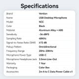  Micrô Để Bàn USB VENTION NCC (Noise-Cancelling Tech, Mute Switch, Earphones Supported) 