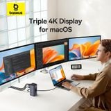  Hub Mở Rộng Đa Năng Baseus Spacemate Series 11-in-1 (Type-C to 3*HDMI 4K@60Hz+2*USB-A (10Gbps)+1*USB-C (10Gbps)+1*RJ45+2*USB-A (480Mbps)+1*USB-C (PD)+1*3.5mm Audio) 