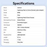  Cáp Chuyển Âm Thanh Lightning to 3.5mm VENTION BMB (Male to Female, 48KHz@16bit, DAC Chip) 