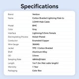 Cáp Chuyển Âm Thanh Lightning to 3.5mm VENTION BMC (Male to Male, 48KHz@16bit, DAC Chip) 