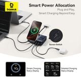  Bộ Sạc Để Bàn 3C+U Baseus NOMOS 5-in-1 140W (Qi2 Wireless Charging, Retractable Cable, Digital Display) 
