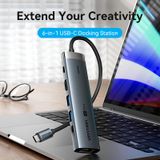  Hub Mở Rộng Kết Nối Đa Năng 6-in-1 VENTION TGN (0.15M, 5Gbps, C to HDMI 4K@60Hz, Type-C3.2 Gen1*1, USB 3.0*2, RJ45 1Gbps*1,PD 100W*1) 