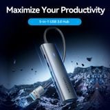  HUB Mở Rộng Đa Năng 5-in-1 VENTION TGX (USB-A to USB-C 3.2 Gen 1*1/USB 3.0*3/USB-C*1, 0.15M) 