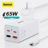  Bộ sạc nhanh tích hợp dây nguồn nối dài Baseus GaN3 Pro Desktop Powerstrip 5 in 1 65W/100W (USB*2, Type C*2, AC 100V-240V, Quick Charger) 